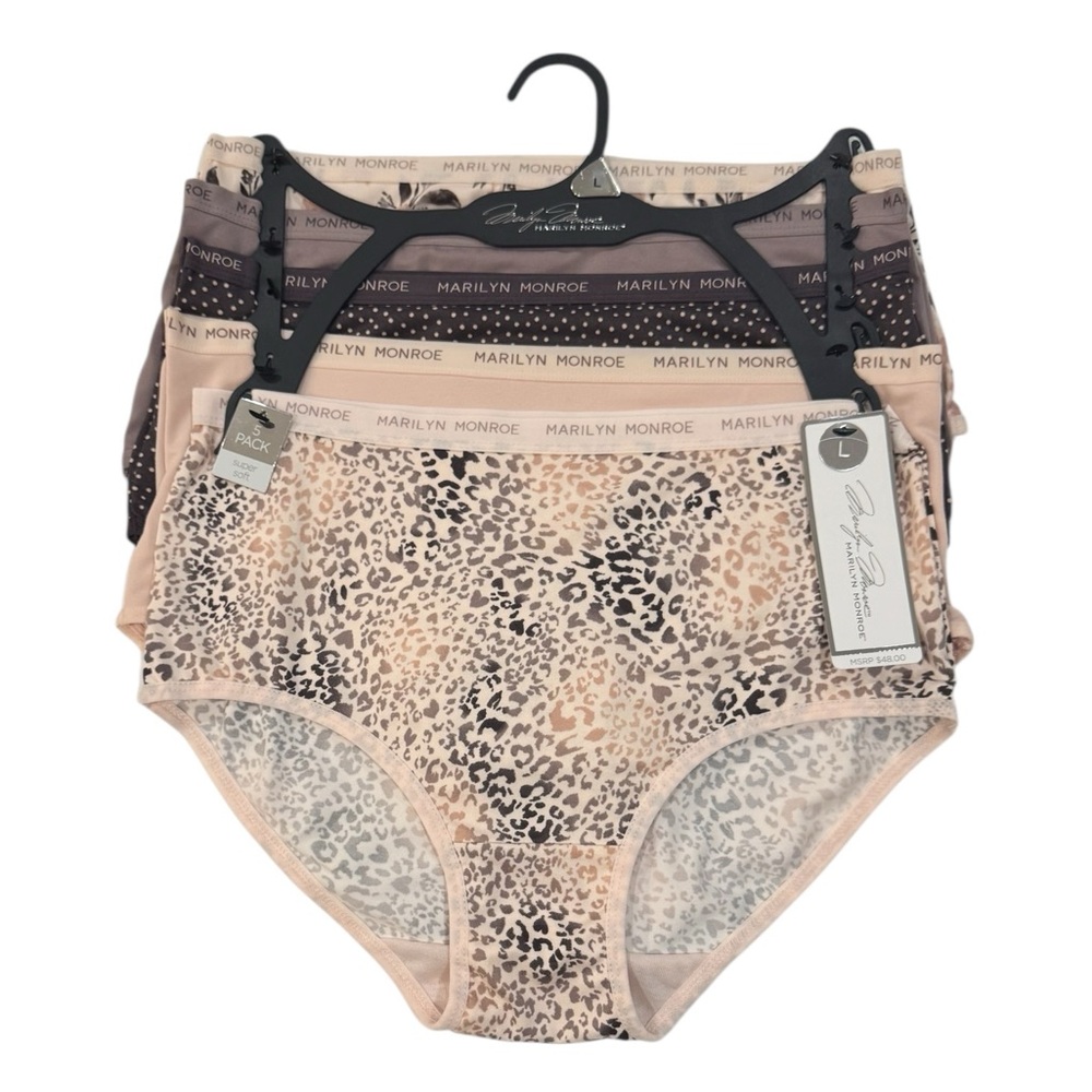 MARILYN MONROE 5 Pack Panties  Soft Floral Polka Dot Animal
Print NWT Large